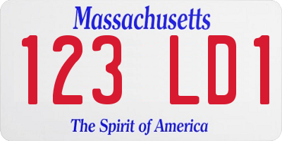 MA license plate 123LD1
