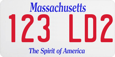 MA license plate 123LD2