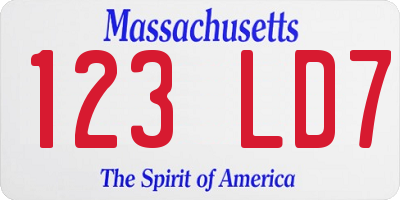 MA license plate 123LD7
