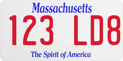 MA license plate 123LD8