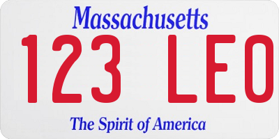 MA license plate 123LE0