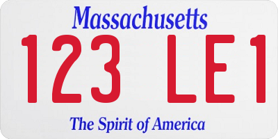 MA license plate 123LE1