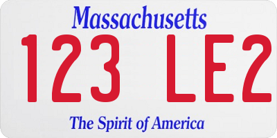MA license plate 123LE2