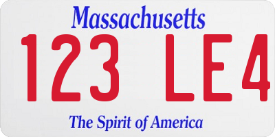 MA license plate 123LE4