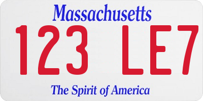 MA license plate 123LE7