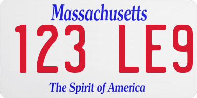 MA license plate 123LE9