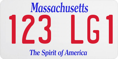 MA license plate 123LG1