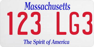 MA license plate 123LG3