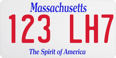 MA license plate 123LH7