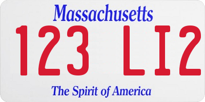 MA license plate 123LI2