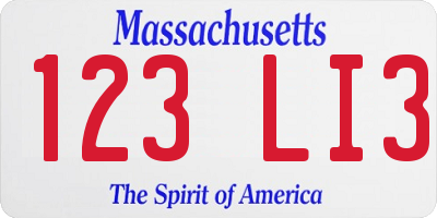MA license plate 123LI3