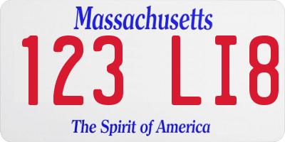 MA license plate 123LI8