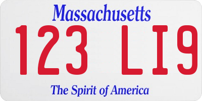 MA license plate 123LI9