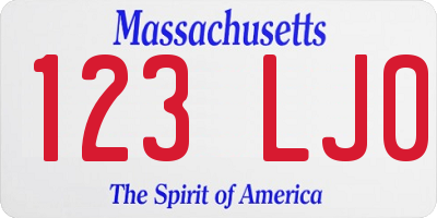 MA license plate 123LJ0