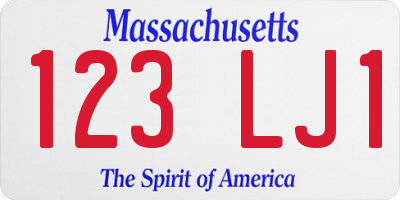 MA license plate 123LJ1