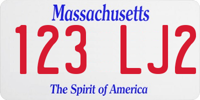 MA license plate 123LJ2