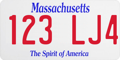 MA license plate 123LJ4