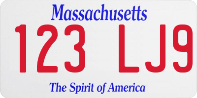 MA license plate 123LJ9