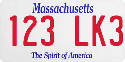 MA license plate 123LK3