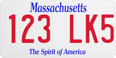 MA license plate 123LK5