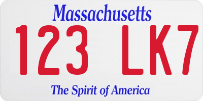 MA license plate 123LK7