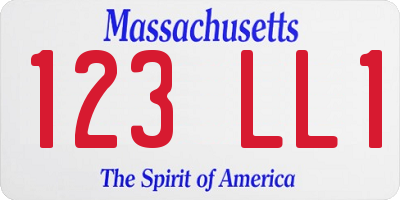 MA license plate 123LL1