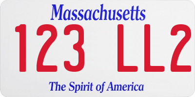 MA license plate 123LL2