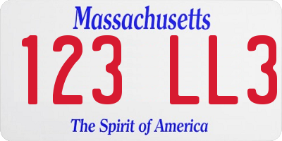 MA license plate 123LL3