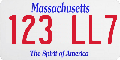 MA license plate 123LL7