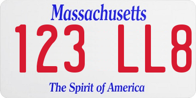 MA license plate 123LL8