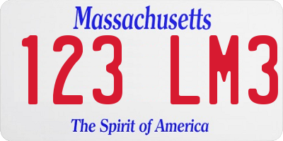 MA license plate 123LM3