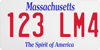 MA license plate 123LM4