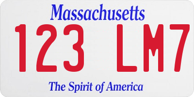 MA license plate 123LM7