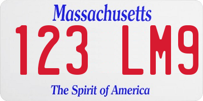 MA license plate 123LM9