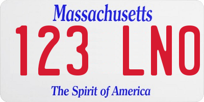 MA license plate 123LN0