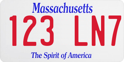 MA license plate 123LN7