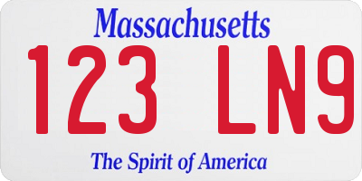 MA license plate 123LN9