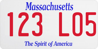 MA license plate 123LO5