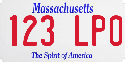 MA license plate 123LP0