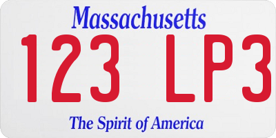 MA license plate 123LP3