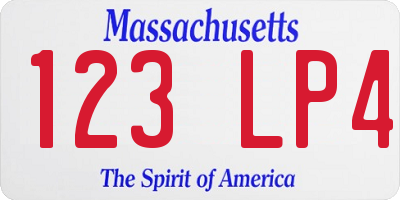 MA license plate 123LP4