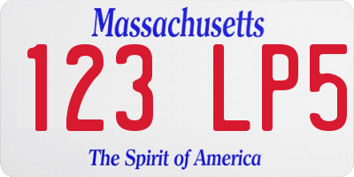 MA license plate 123LP5