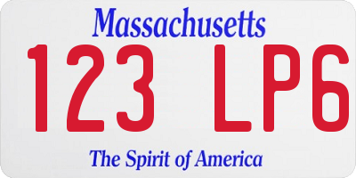 MA license plate 123LP6