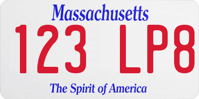 MA license plate 123LP8