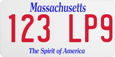 MA license plate 123LP9