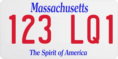 MA license plate 123LQ1