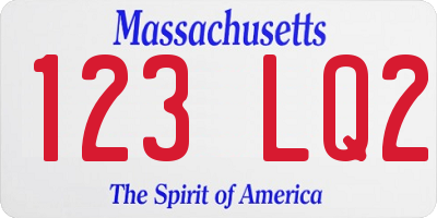 MA license plate 123LQ2