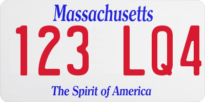 MA license plate 123LQ4