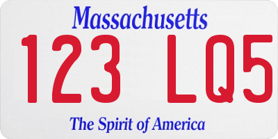 MA license plate 123LQ5