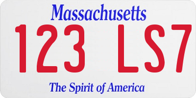 MA license plate 123LS7